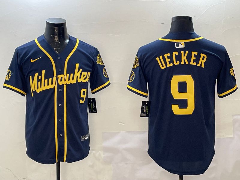 Men Milwaukee Brewers #9 Uecker Drak Blue Game 2025 Nike MLB Jersey style 1